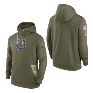 Men's Indianapolis Colts Olive 2022 Salute to Service Therma Performance Pullover Hoodie