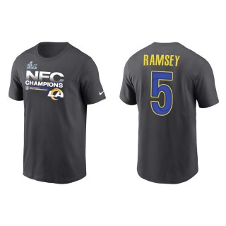 Jalen Ramsey Rams 2021 NFC Champions Locker Room Trophy Men's Anthracite T-Shirt