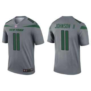 Men's Jets Jermaine Johnson II Gray 2022 NFL Draft Inverted Legend Jersey