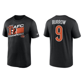 Joe Burrow Bengals 2021 AFC Champions Iconic Men's Black T-Shirt