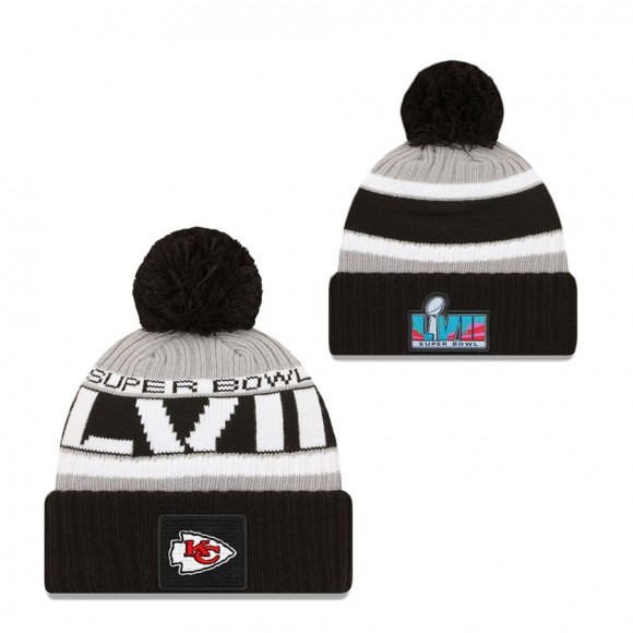 Men's Kansas City Chiefs Black Super Bowl LVII Cuffed Pom Knit Hat