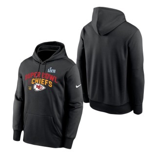 Men's Kansas City Chiefs Nike Black Super Bowl LVII Team Logo Lockup Therma Performance Pullover Hoodie