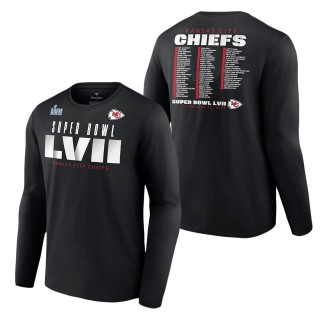 Men's Kansas City Chiefs Fanatics Branded Black Super Bowl LVII Varsity Roster Long Sleeve T-Shirt