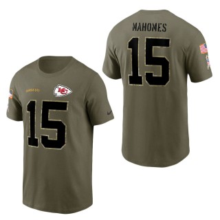Men's Kansas City Chiefs Patrick Mahomes Olive 2022 Salute To Service Name & Number T-Shirt