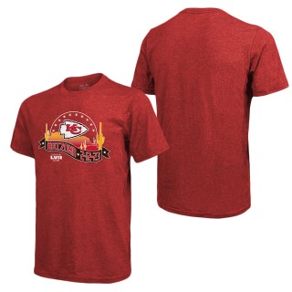 Men's Kansas City Chiefs Majestic Threads Red Super Bowl LVII Tri-Blend Desert T-Shirt