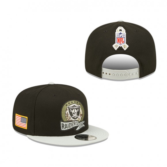 Men's Las Vegas Raiders Black Gray 2022 Salute To Service 9FIFTY Snapback Hat