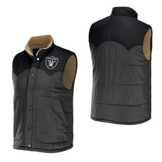 Men's Las Vegas Raiders NFL x Darius Rucker Collection by Fanatics Charcoal Two-Tone Sherpa Button-Up Vest