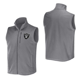 Men's Las Vegas Raiders NFL x Darius Rucker Collection by Fanatics Gray Polar Fleece Full-Zip Vest