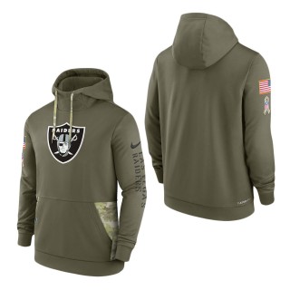 Men's Las Vegas Raiders Olive 2022 Salute to Service Therma Performance Pullover Hoodie