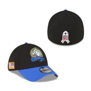 Men's Los Angeles Rams Black Blue 2022 Salute To Service 39THIRTY Flex Hat