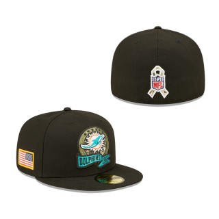Men's Miami Dolphins Black 2022 Salute To Service 59FIFTY Fitted Hat