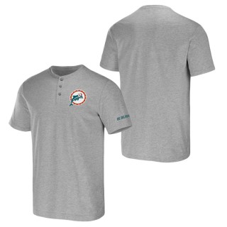 Men's Miami Dolphins NFL x Darius Rucker Collection by Fanatics Heather Gray Henley T-Shirt