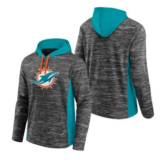 Men's Miami Dolphins Fanatics Branded Heathered Charcoal Aqua Instant Replay Pullover Hoodie