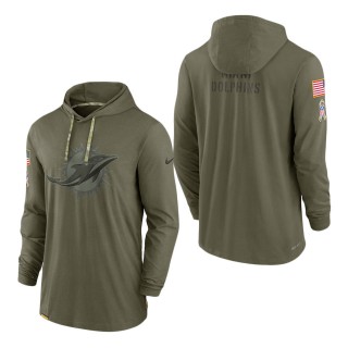 Men's Miami Dolphins Olive 2022 Salute to Service Tonal Pullover Hoodie
