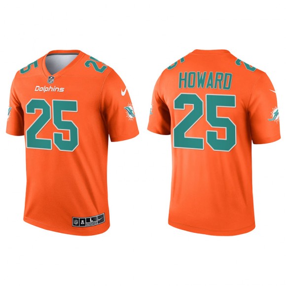 Men's Xavien Howard Dolphins Orange Inverted Legend Jersey