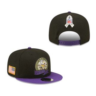 Men's Minnesota Vikings Black Purple 2022 Salute To Service 9FIFTY Snapback Hat
