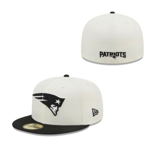 Men's New England Patriots Cream Black Chrome Collection 59FIFTY Fitted Hat