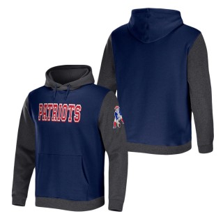 Men's New England Patriots NFL x Darius Rucker Collection by Fanatics Navy Charcoal Colorblock Pullover Hoodie