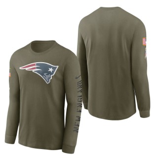 Men's New England Patriots Olive 2022 Salute To Service Long Sleeve T-Shirt