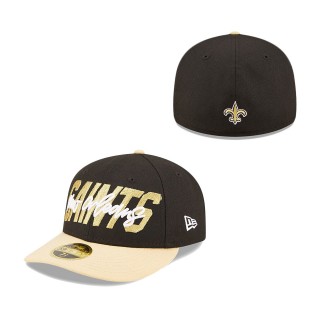 New Orleans Saints Black Gold 2022 NFL Draft Low Profile 59FIFTY Fitted Hat