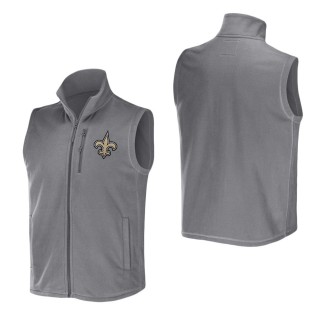 Men's New Orleans Saints NFL x Darius Rucker Collection by Fanatics Gray Polar Fleece Full-Zip Vest