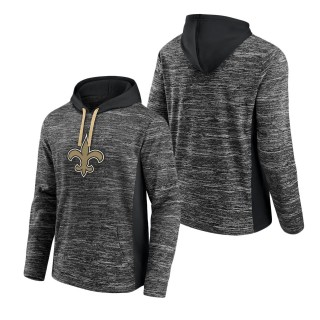 Men's New Orleans Saints Fanatics Branded Heathered Charcoal Black Instant Replay Pullover Hoodie