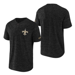 Men's New Orleans Saints NFL x Darius Rucker Collection by Fanatics Black Slub Henley T-Shirt