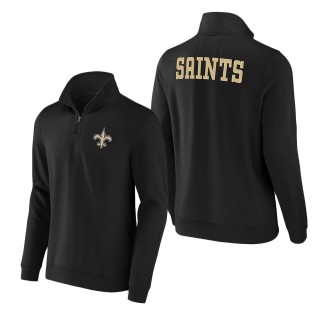Men's New Orleans Saints NFL x Darius Rucker Collection by Fanatics Black Tri-Blend Quarter-Zip Sweatshirt