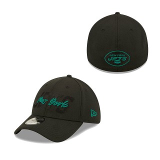 New York Jets Black 2022 NFL Draft 39THIRTY Flex Hat