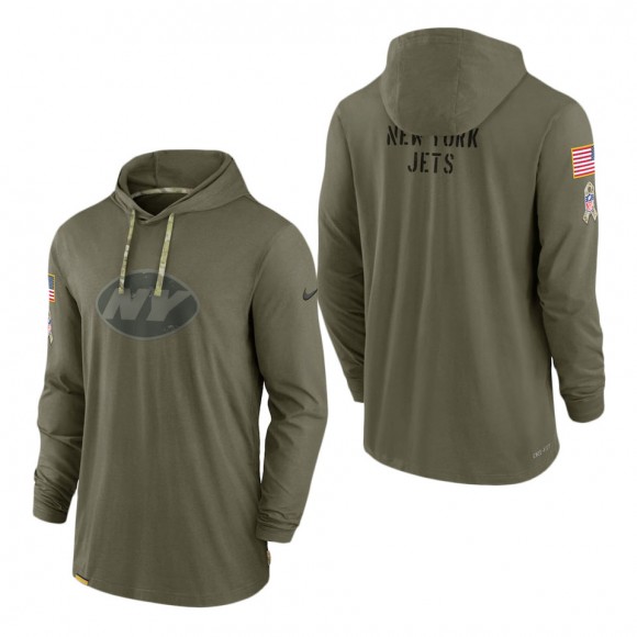 Men's New York Jets Olive 2022 Salute to Service Tonal Pullover Hoodie