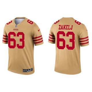 Men's 49ers Nick Zakelj Gold 2022 NFL Draft Inverted Legend Jersey