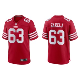 Men's 49ers Nick Zakelj Scarlet 2022 NFL Draft Game Jersey