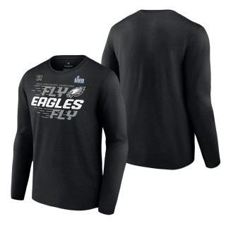Men's Philadelphia Eagles Fanatics Branded Black 2022 NFC Champions Team Slogan Long Sleeve T-Shirt