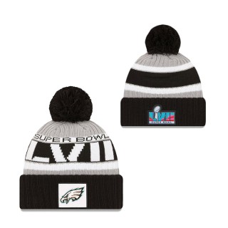 Men's Philadelphia Eagles Black Graphite Super Bowl LVII Cuffed Pom Knit Hat