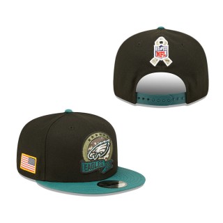 Men's Philadelphia Eagles Black Green 2022 Salute To Service 9FIFTY Snapback Hat