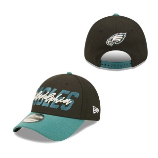 Philadelphia Eagles Black Midnight Green 2022 NFL Draft 9FORTY Adjustable Hat