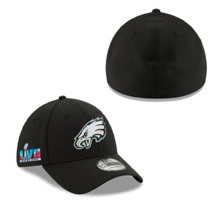 Men's Philadelphia Eagles Black Super Bowl LVII Side Patch 39THIRTY Flex Hat