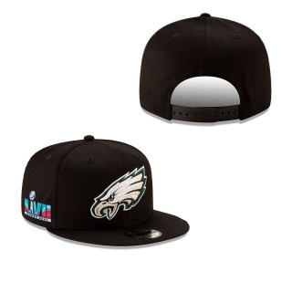 Men's Philadelphia Eagles Black Super Bowl LVII Side Patch 9FIFTY Snapback Adjustable Hat