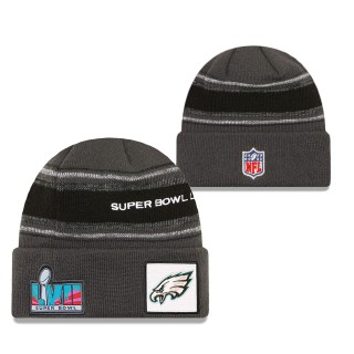 Men's Philadelphia Eagles Charcoal Super Bowl LVII Opening Night Sideline Cuffed Knit Hat