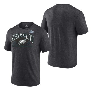 Men's Philadelphia Eagles Fanatics Branded Heather Charcoal Super Bowl LVII Tri-Blend Triangle Strategy T-Shirt