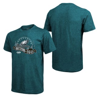 Men's Philadelphia Eagles Majestic Threads Midnight Green Super Bowl LVII Tri-Blend Desert T-Shirt