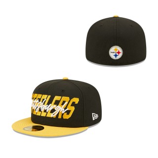 Pittsburgh Steelers Black Gold 2022 NFL Draft On Stage 59FIFTY Fitted Hat