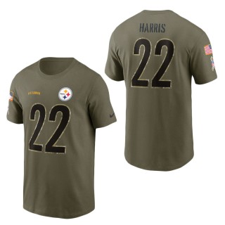 Men's Pittsburgh Steelers Najee Harris Olive 2022 Salute To Service Name & Number T-Shirt