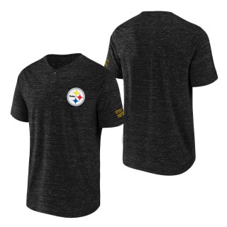 Men's Pittsburgh Steelers NFL x Darius Rucker Collection by Fanatics Black Slub Henley T-Shirt
