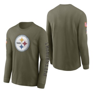 Men's Pittsburgh Steelers Olive 2022 Salute To Service Long Sleeve T-Shirt