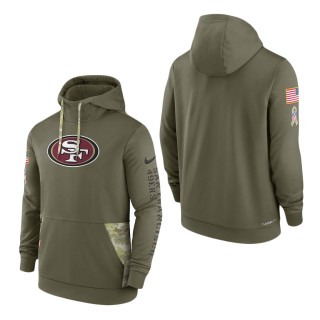 Men's San Francisco 49ers Olive 2022 Salute to Service Therma Performance Pullover Hoodie