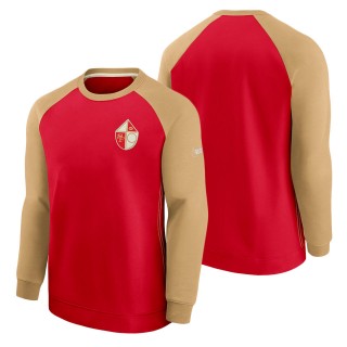 Men's San Francisco 49ers Nike Scarlet Gold Historic Raglan Crew Performance Sweater