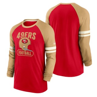 Men's San Francisco 49ers Nike Scarlet Gold Throwback Raglan Long Sleeve T-Shirt