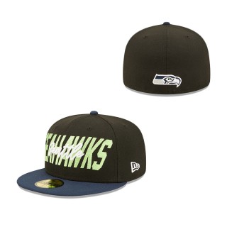 Seattle Seahawks Black Navy 2022 NFL Draft On Stage 59FIFTY Fitted Hat