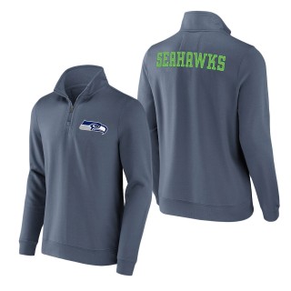 Men's Seattle Seahawks NFL x Darius Rucker Collection by Fanatics College Navy Tri-Blend Quarter-Zip Sweatshirt